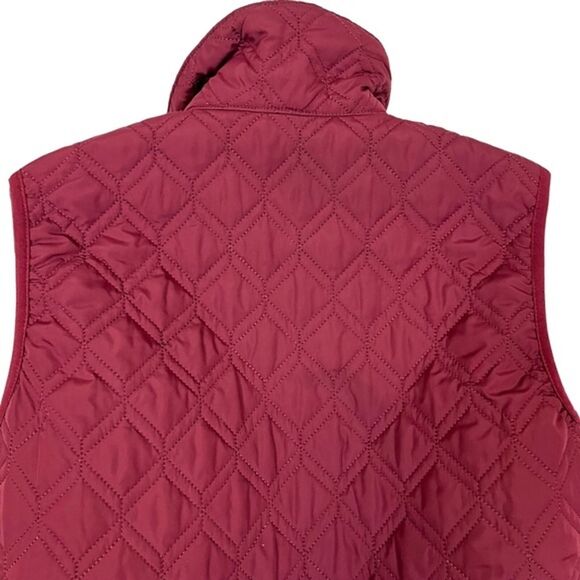 Lands End Women's Quilted Cranberry Red Puffer Vest Jacket Button Down sz XS 2-4 - Picture 12 of 16